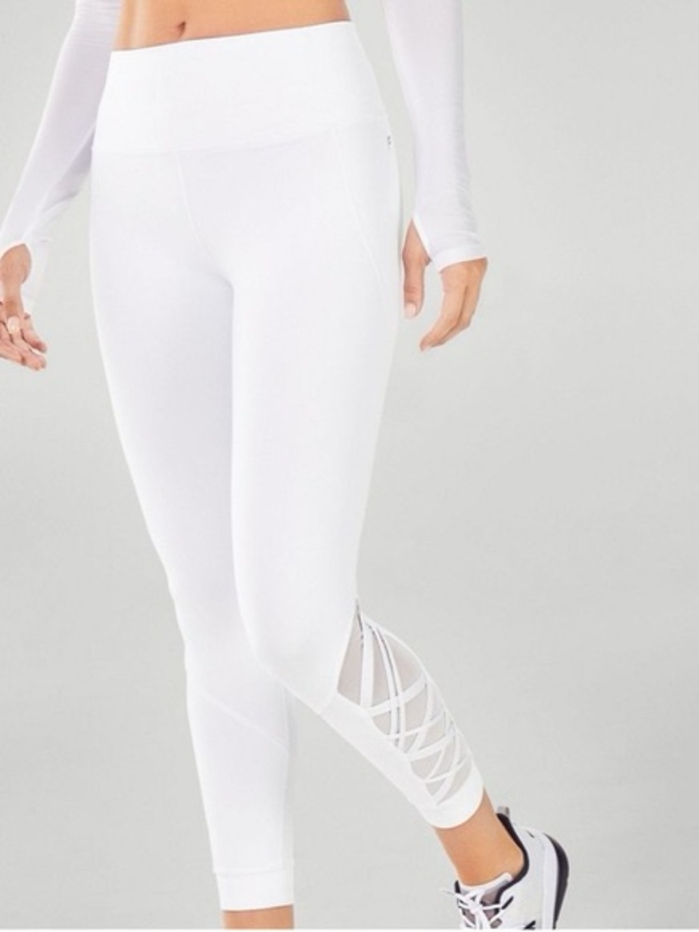 Fabletics White power hold leggings & Pia front twisted long sleeve set Size Sm